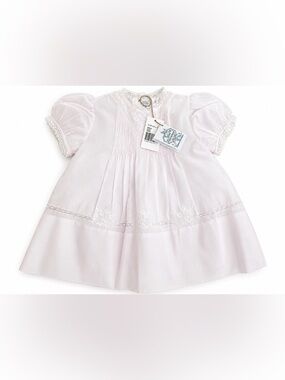 Feltman Brothers Pink Heirloom Baby Dress NB 3M NWT Smocked Embroidered Lace